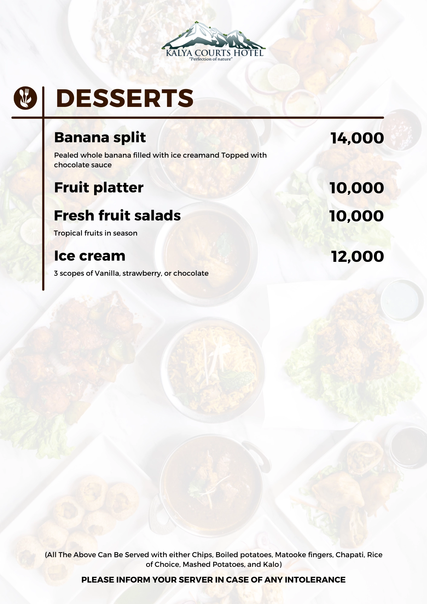 Deserts Menu