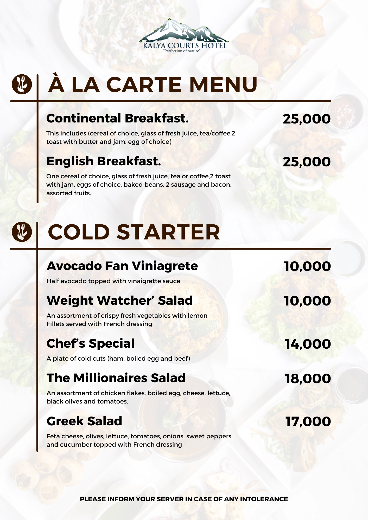 Alarcate Menu