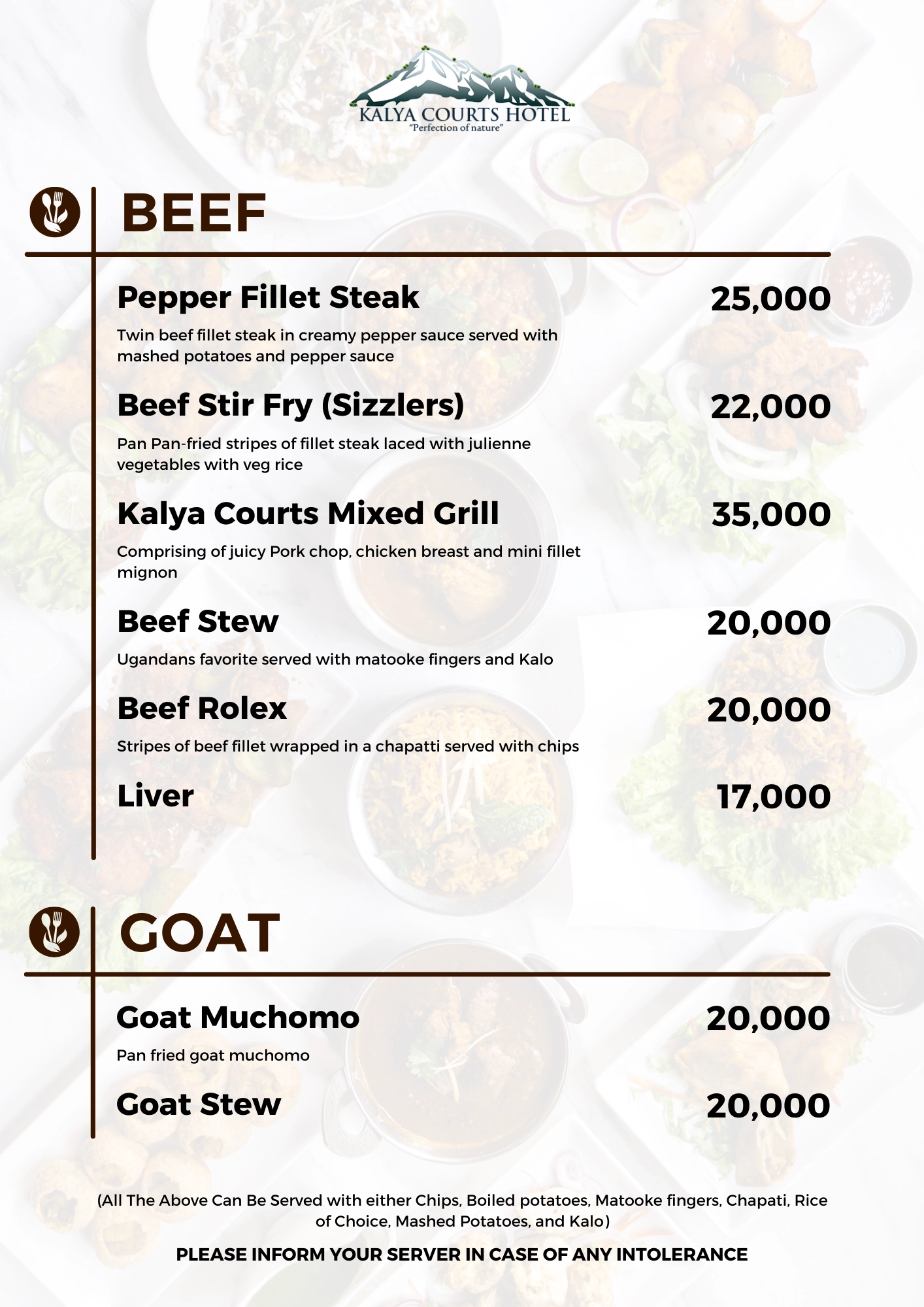 Beef Goat Menu