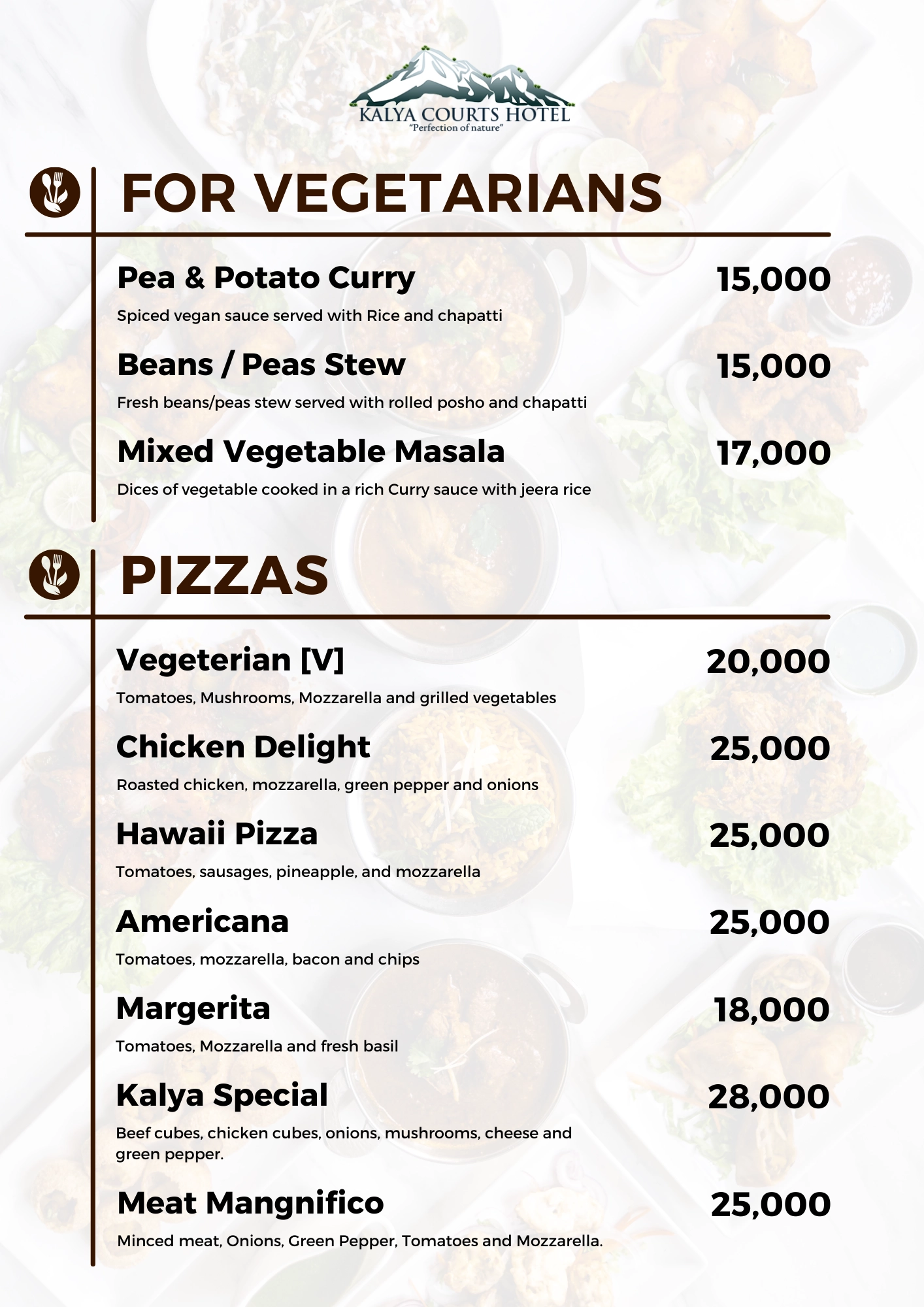 Vegies Menu